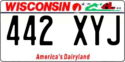 WI license plate 442XYJ