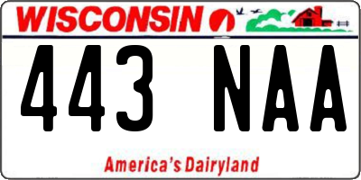 WI license plate 443NAA