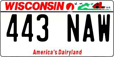 WI license plate 443NAW