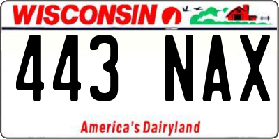 WI license plate 443NAX