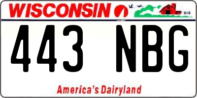 WI license plate 443NBG