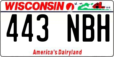 WI license plate 443NBH