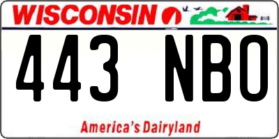 WI license plate 443NBO