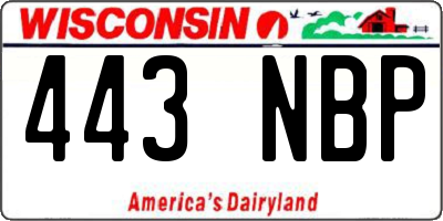 WI license plate 443NBP