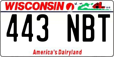 WI license plate 443NBT