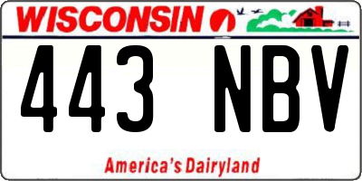 WI license plate 443NBV