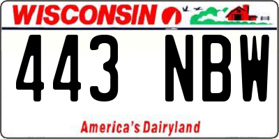 WI license plate 443NBW