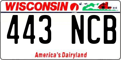 WI license plate 443NCB