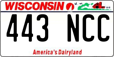 WI license plate 443NCC