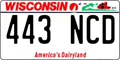 WI license plate 443NCD