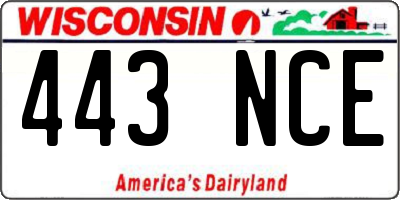 WI license plate 443NCE