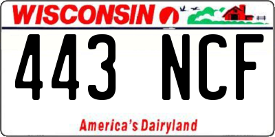 WI license plate 443NCF