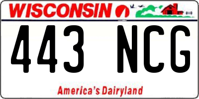 WI license plate 443NCG
