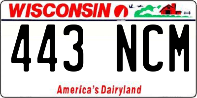 WI license plate 443NCM
