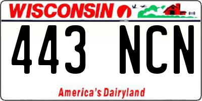 WI license plate 443NCN
