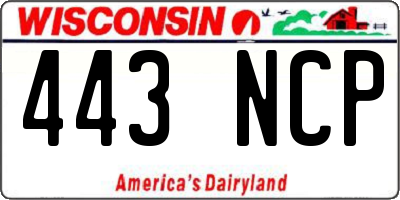 WI license plate 443NCP