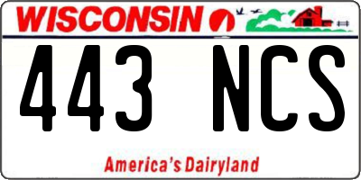 WI license plate 443NCS