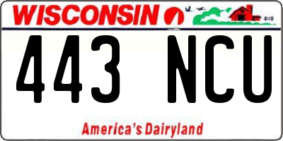 WI license plate 443NCU