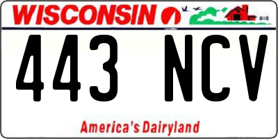 WI license plate 443NCV