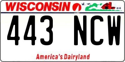 WI license plate 443NCW