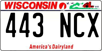 WI license plate 443NCX
