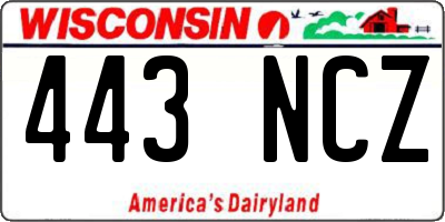 WI license plate 443NCZ