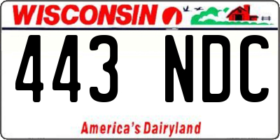 WI license plate 443NDC