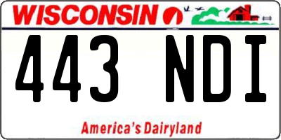 WI license plate 443NDI