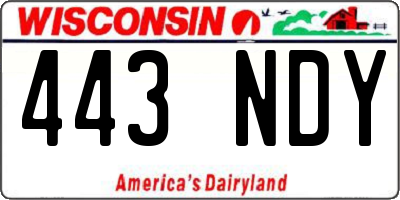 WI license plate 443NDY
