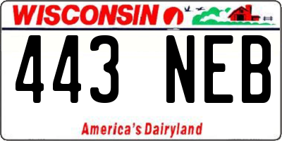WI license plate 443NEB