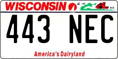 WI license plate 443NEC