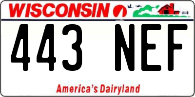 WI license plate 443NEF
