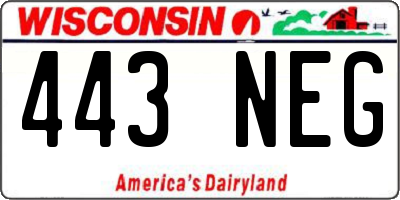 WI license plate 443NEG