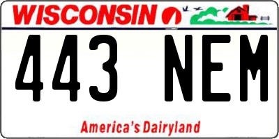 WI license plate 443NEM