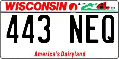 WI license plate 443NEQ
