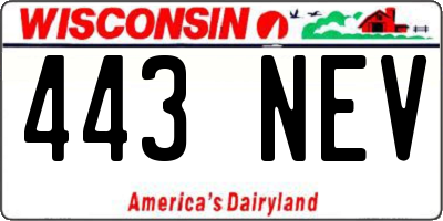 WI license plate 443NEV