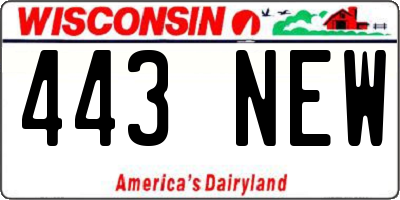 WI license plate 443NEW