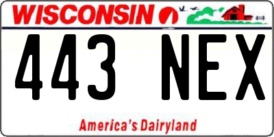 WI license plate 443NEX