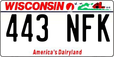 WI license plate 443NFK