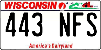 WI license plate 443NFS