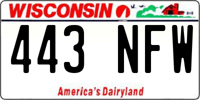 WI license plate 443NFW
