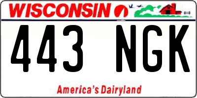 WI license plate 443NGK