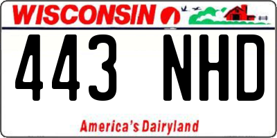 WI license plate 443NHD