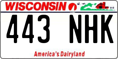 WI license plate 443NHK