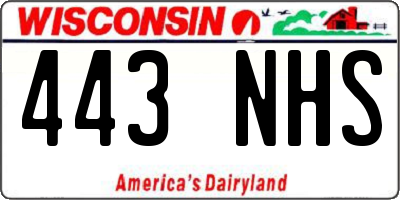 WI license plate 443NHS
