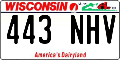 WI license plate 443NHV