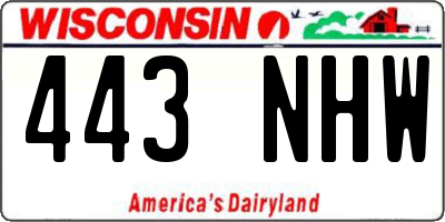 WI license plate 443NHW