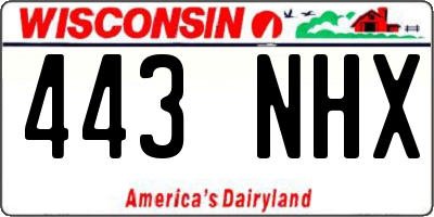 WI license plate 443NHX