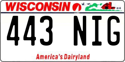 WI license plate 443NIG