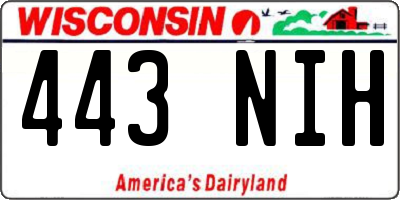 WI license plate 443NIH